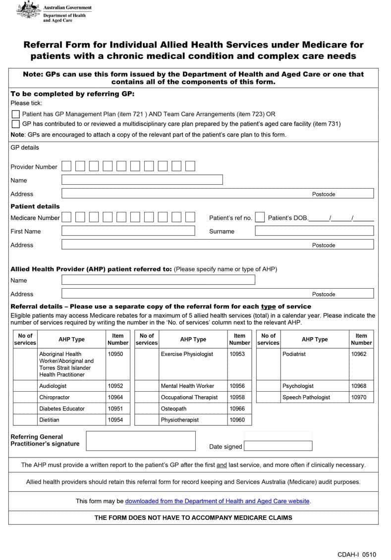 CDM Referral Form and exercise physiology at Moonee Valley Health and Fitness. EPC Form